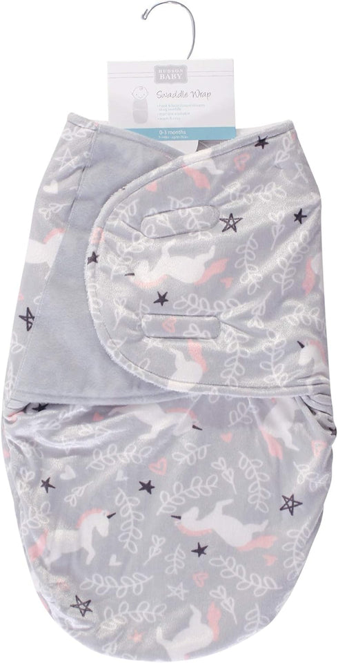Hudson Baby Unisex Baby Plush Swaddle Wrap, Gray Unicorn, 0-3 Months...