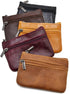 Women Genuine Leather Coin Pouch Zip Mini Purse Wallet Key Chain Double Zipper...