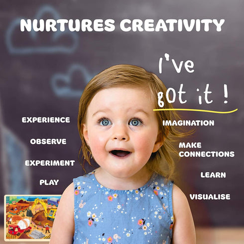 100 Piece Puzzles for Kids Ages 4-8 by MoinKidz, Each Piece is Unique, Construction Site Wooden Jigsaw Puzzle for 3 4 5 6 8 Year Old Toddlers Boys...