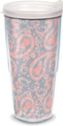 Tervis Paisley Pattern Made in USA Double Walled Insulated Tumbler Travel Cup Keeps Drinks Cold & Hot, 24oz, Clear...