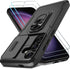 Janmitta Compatible with Galaxy S24+ Plus Case Built in Slide Camera Lens Cover+Screen Protector+Finger Ring Holder Kickstand,Heavy Duty Shockproo...
