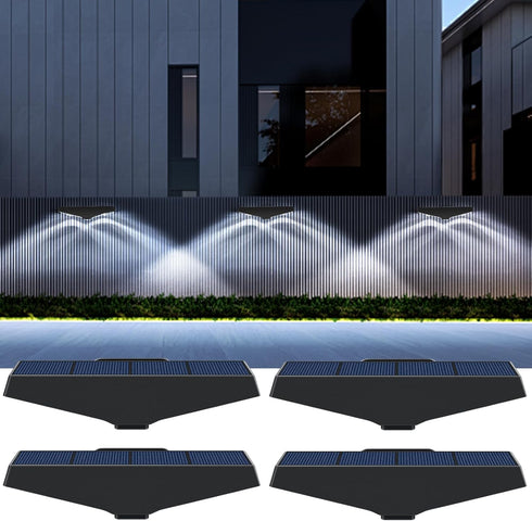 Solar Fence Lights 4 Pack, Solar Step Lights Outdoor Waterproof IP65, Solar Deck Lights for Outdoor Stairs, Wall, Fence, Yard, Patio, Deck...