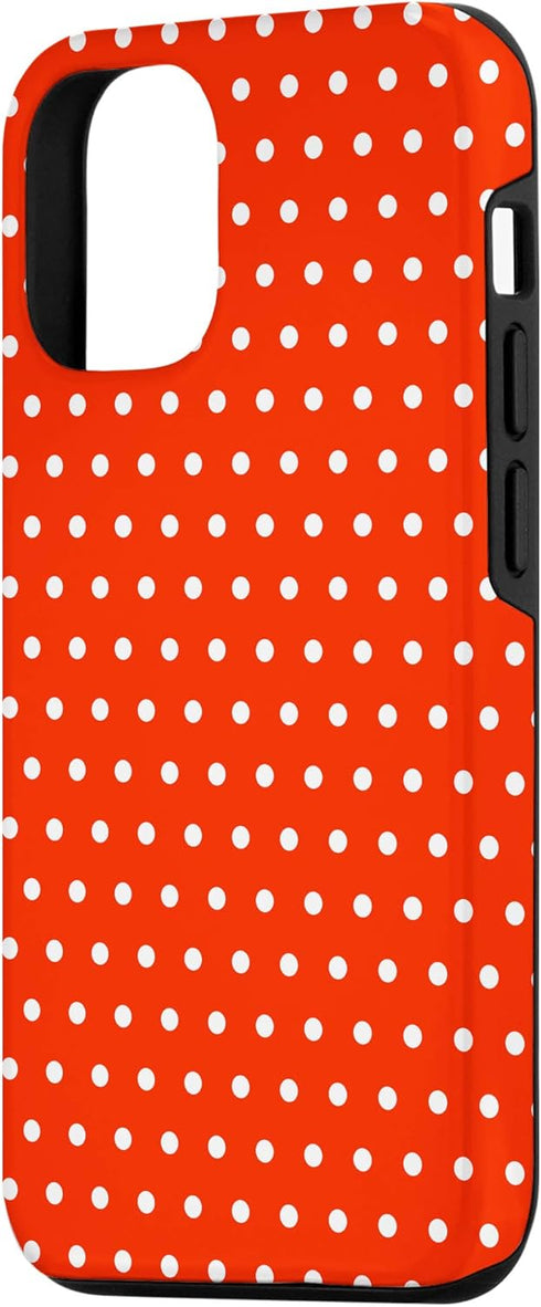 iPhone 12/12 Pro Case, Red Phone Cover, Red and White Polka Dots Phone Case...