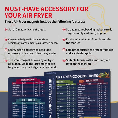 KW.Libite Air Fryer Cheat Sheet, Air Fryer Cookguide for Beginners, Air Fryer Recipes,Air Fryer Cooking Chart Air Fryer Magnetic Cheat Sheet, Air ...