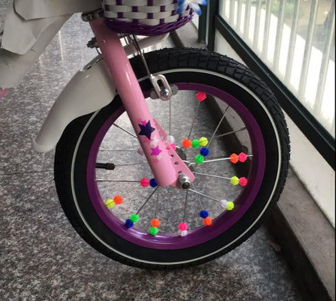 108Pcs Colorful Plastic Bike Wheel Spokes Beads Clip Bicycle Decors (Round)...