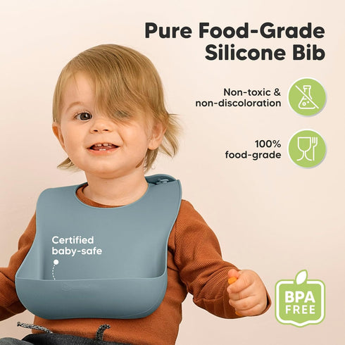 KeaBabies 2-Pack Silicone Bibs For Babies, Silicone Baby Bibs for Eating, Food-Grade Pure Silicone Bib, Toddler Bibs, Waterproof Bibs, Feeding Bib...
