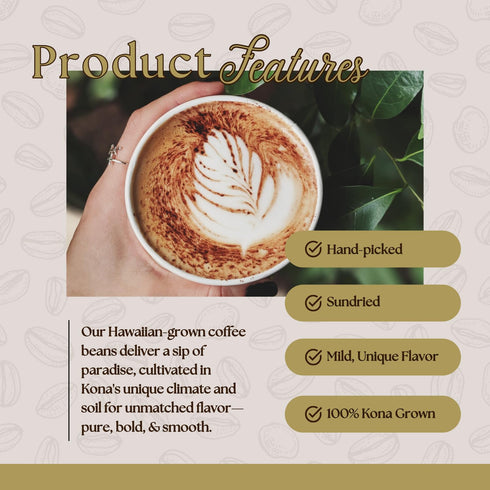 Hualalai Estate Whole Bean 100% Kona Coffee - Medium Dark Roasted Hawaiian Grown Beans - Pesticide-Free Gourmet Grade Premium Coffee (7 oz)...