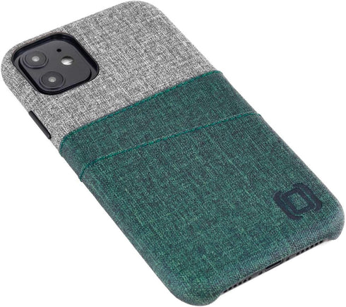 Dockem Wallet Case for iPhone 11: Built-in Metal Plate for Magnetic Mounting & 2 Card Holders (6.1" Luxe M2 Synthetic Leather, Green & Grey)...