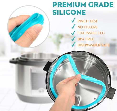 3-Pack 6QT Silicone Sealing Rings with Steam Release Valve - Compatible with Instant Pot Ultra & 6 Quart Models (Duo, Lux, Duo Plus, Ultra, Viva) ...