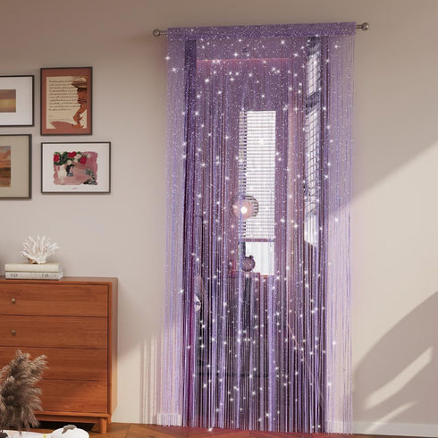 ave split Decorative Door String Curtain Wall Panel Fringe Window Room Divider Blind Divider Tassel Screen Home 100x200centimete (Light Purple18)...