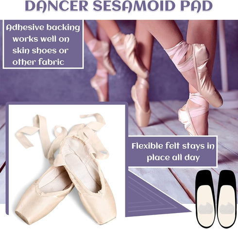24 Pieces Foot Pads for Dancer Sesamoiditis Pads for Ball of feet Pain Felt Forefoot Cushion Pads Self-Adhesive Foot Cushion Pads for Men Women Da...