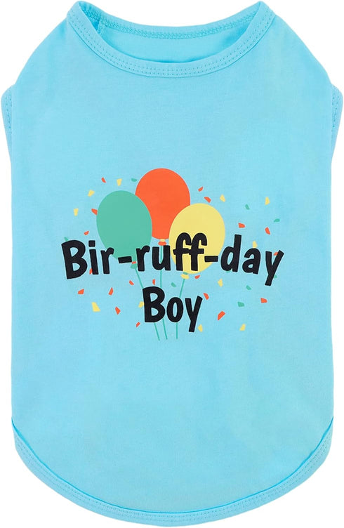 Fitwarm Birthday Boy Dog Shirt, Bir-ruff-day Boy Funny Dog Clothes for Small Dogs Boy, Pet Birthday Outfit, Cat Tshirt, 100% Breathable Cotton, Aq...