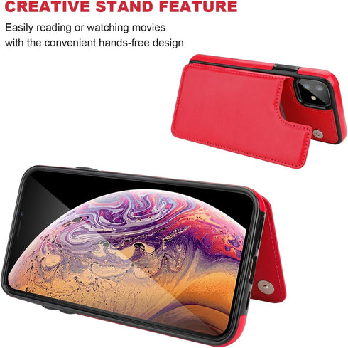 for iPhone 11 Wallet Case with Card Holder,OT ONETOP PU Leather Kickstand Card Slots Case,Double Magnetic Clasp and Durable Shockproof Cover for i...