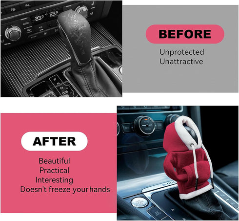 Gear Shift Hoodie Cover, Universal Car Shift Knob Hoodie, Mini Automotive Interior Cute Gadgets, Christmas Car Accessories and Decorations...