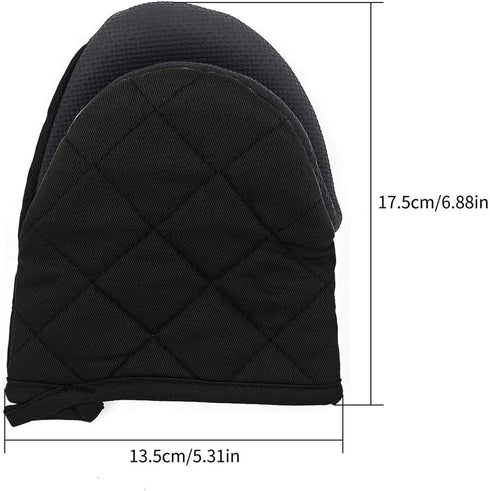 Mini Oven Mitts, 2 Pack Heat Resistant 300 ºF Little Oven Gloves Pot Holder Neoprene Cotton Trivet for Kitchen Cooking - Non-Slip Grip, Hanging Lo...