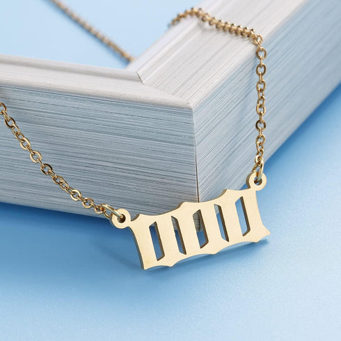 COLORFUL BLING Dainty Angel Number Pendant Necklace Stainless Steel Choker 000 1111 111 222 333 444 555 666 777 888 999 Numerology Jewelry Gift fo...