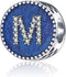 Letter Charms 925 Sterling Silver Fits Pandora Bracelets Ocean Blue Alphabet Initial A-Z Beads Jewelry Gift for Women...