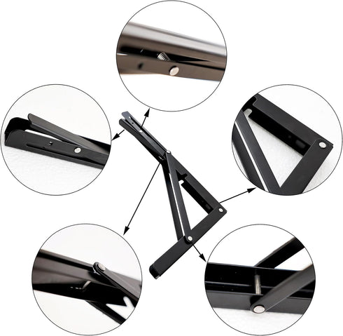 Toirxarn 8" Heavy Duty Black Folding Shelf Brackets - Steel Collapsible Bracket for Space Saving Wall Mounted Desk, DIY Workbench, Foldable Table ...