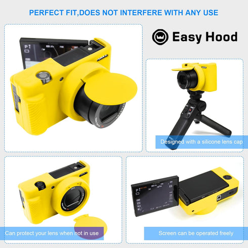 Camera Case for Sony ZV-1 Camera Removable Lens Cover,Anti-Scratch Silicone Soft Camera Case Compatible with Sony ZV-1 ZV1 Camera(Yellow)...