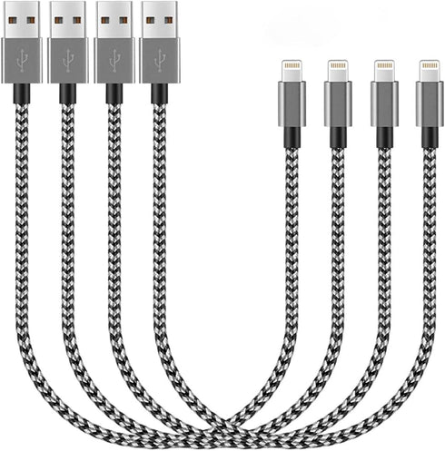 Short iPhone Charger Cable 4Pack,1FT Lightning to USB Braided Data Sync Fast Charger Cord Compatible with iPhone 12 Pro Max/12/11/11 Pro Max X XS ...