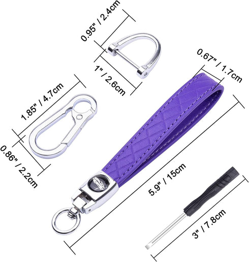 Wisdompro Microfiber Leather Car Keychain, Universal Key Fob Keychain Leather Key Chain Holder with 3 Keyrings and 1 Screwdriver for Men and Women...