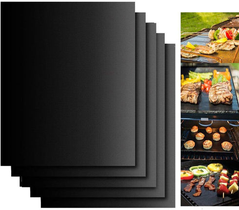Dailyart 19x15inch Grill Mats for Outdoor Grill, Set of 5 100% Non-stick Teflon Grill Mat, Upgraded & Enlarged Reusable Grill Mats for Grilling, B...