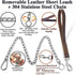 Dog Chain Short Leash with Leather Handle, 304 Stainless Steel Dog Short Lead Metal Heavy Duty Chain DIY Double Dog Leashes,Extend&Coupler. (Leath...