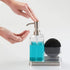 iDesign 67080 Forma Plastic Soap Pump with Caddy, Dispenser with Storage Compartment for Bathroom, Kitchen Countertops, Sinks, Set of 1, Stainless...