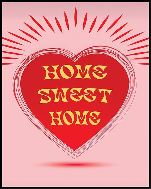 Posterizer 1 pcs-Home Sweet Home-Cute Heart Retro Print 1-Miscellaneous-Romantic Art-Living Room Bedroom Decor- unframed wall art...