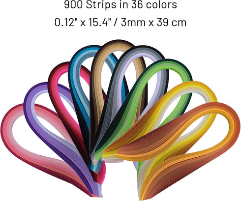 Paper Quilling Strips Set?36 Colors 900 Strips Width 3mm Length 39cm...