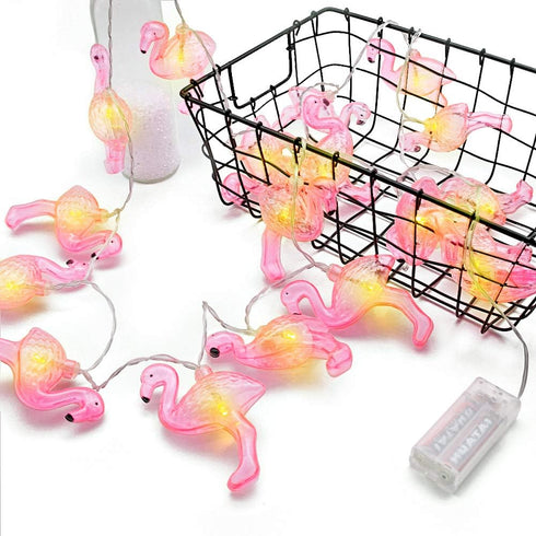 DomeStar 10Ft Pink Flamingo String Lights - LED Battery Operated Fairy Lights, Outdoor Patio Decor for Garden, Poolside, Tropical Hawaiian Luau Pa...