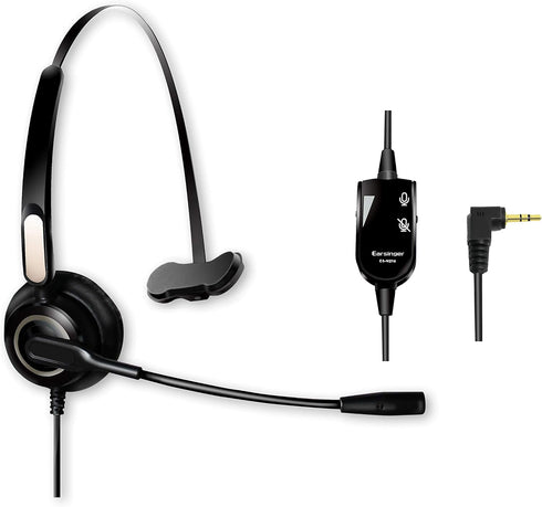 M214C 2.5mm Headset with Microphone &Volume Mute Controls, M140 M210C TCA430 Headsets with 2.5mm Jack Compatible for Polycom321 CT14 CiscoSPA303 U...
