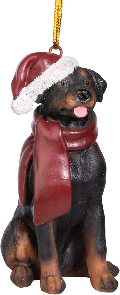 Design Toscano Christmas Xmas Rottweiler Holiday Dog Ornaments, Full Color...