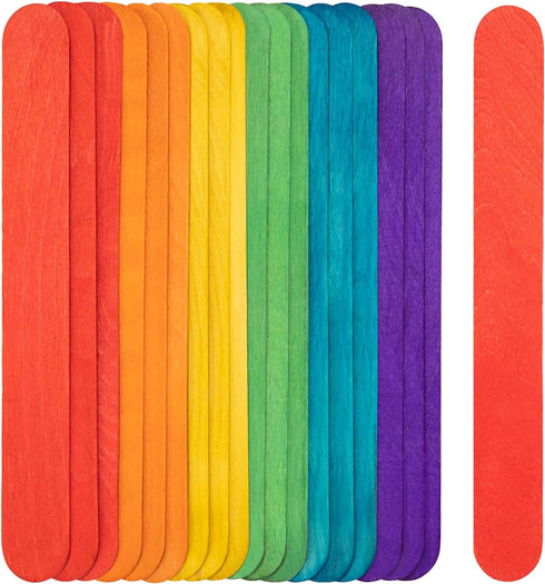 8 Inch Colored Jumbo Craft Sticks - 60 PCS Extra Large Natural Premium Wood, Rainbow Wooden Popsicle Sticks, Wide Lollipop Sticks for DIY Crafting...