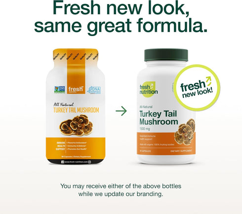 Fresh Nutrition Organic Turkey Tail Mushroom Extract Supplement - High in Beta Glucans – Non-GMO, Vegan Friendly, Gluten-Free - 90 Capsules...