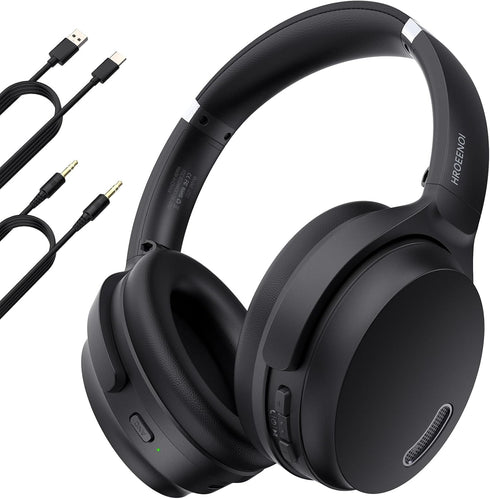 HROEENOI Wireless Bluetooth Over Ear Headphones with Active Noise Cancelling - Long Battery Life - Foldable Design - Perfect for Home and Workout....