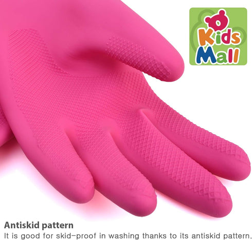 Kids Rubber Gloves Cleaning Dishwashing Gardening Household Reusable 6-9 Years...