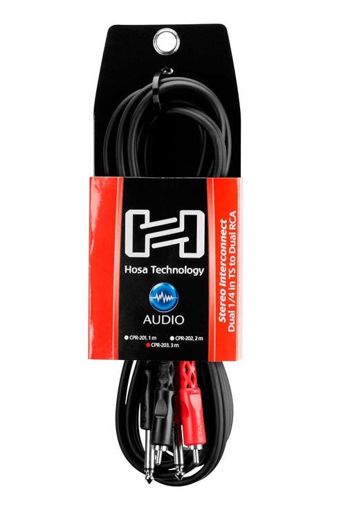 Hosa Stereo INTERCONNECT Cable, RCA 1/4" Male, Black, 3.3 Feet (HOS CPR201)...