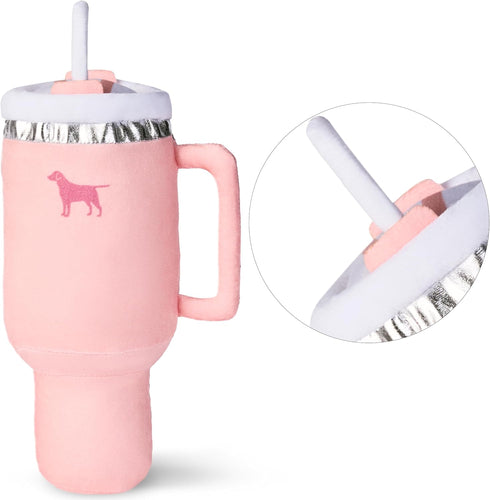 Pup Cup Tumbler Plush Dog Toy Cute, Funny, Squeaky Parody Gift (Pink Peach Dust)...