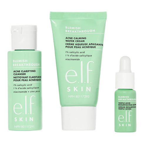 e.l.f. SKIN Blemish Breakthrough Blemish Control Basics Kit, Travel-Size Acne Skincare Routine, Cleanser, Serum & Moisturizer, Vegan & Cruelty-Fre...