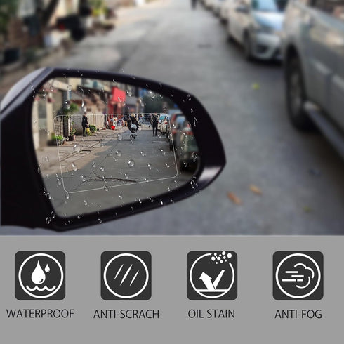 2 Pieces Car Film Rearview Mirror Film, Waterproof HD Clear Mirror Film Anti Fog Rainproof Nano Coating Car Film Protective Sticker for Car Rearvi...