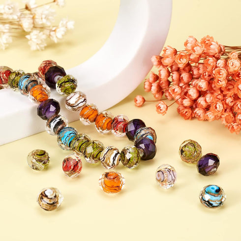 Craftdady 12mm Gold Sand Lampwork Faceted Glass Beads Millefiori Round Loose Bead with 1mm Hole for Jewelry Making, About 40pcs/Strand...