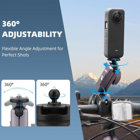 Pocket 3 Camera Bike Mount Clamp Motorcycle Handle Holder Aluminum for Insta360 X4 X3 X2 Ace Pro Go 3S, for DJI Osmo Pocket 3 2 Mobile 6 4 Action ...