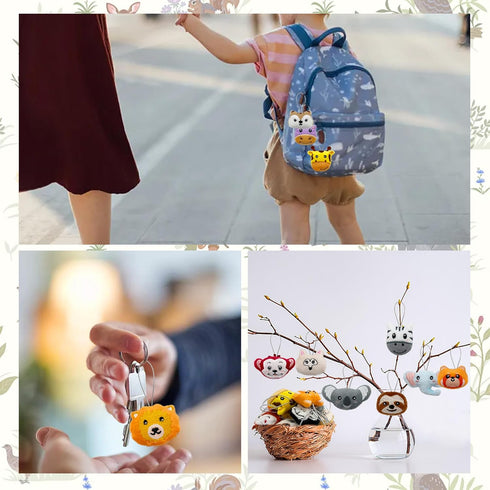 40 PCS Mini Jungle Animal Plush Toys Set Cute Small Animal Stuffed Keychain for Party Favors Keychain Ornament for Goody Bag Easter Egg Stuffers C...