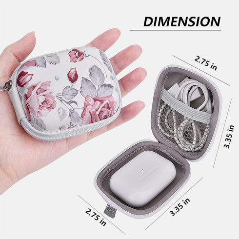 Earbud Case, AIRSPO Airpods Pro 2nd Generation Earphone Organizer Carrying Case Small Storage Bag Hard EVA Shockproof Cover with Carabiner Clip (P...