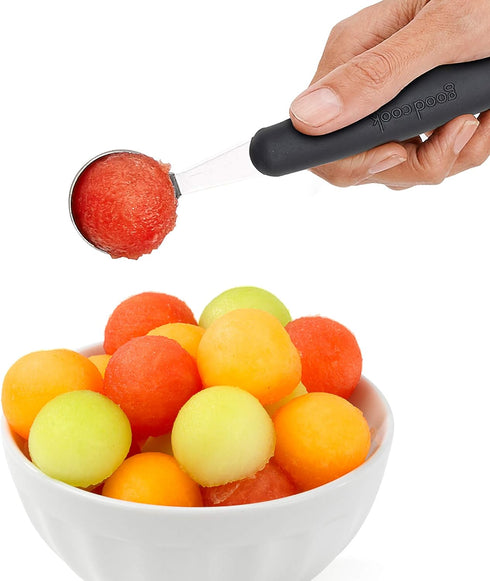 GoodCook Touch Stainless Steel 2-in-1 Melon Baller and Fruit and Veggie Corer Scoop, Silver/Black...