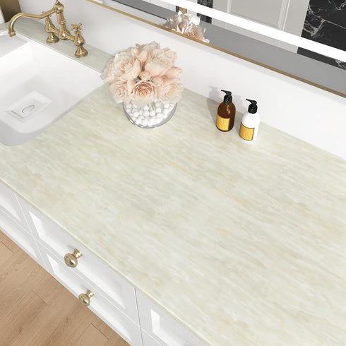 Misty White Marble Contact Paper for Countertops Marble Peel and Stick Wallpaper for Kitchen Backsplash Waterproof Vinyl Film Granite Countertop W...
