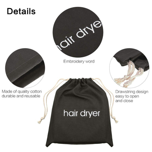 Hair Dryer Bags Drawstring Bag Hairdryer Container, 11.8 by 13.8 Inch(Cotton,Gray)...
