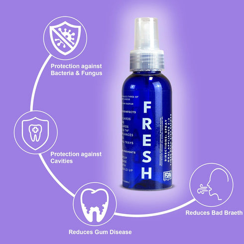 3 Pack Rad Fresh Natural Retainer Cleaner Spray With Food Grade Hydrogen Peroxide Dentist Designed Denture, Aligner, Night Guard, Sports, Sleep Ap...