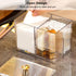 Qtip Holder, Cotton Swabs Holder, Clear Modern Bathroom Organizer, Apothecary Jars with Lids, 3 Grids Separate Vanity Storage Jars for Cotton Ball...
